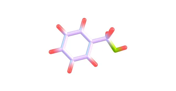 Estrutura molecular do álcool benzílico isolada sobre branco — Fotografia de Stock