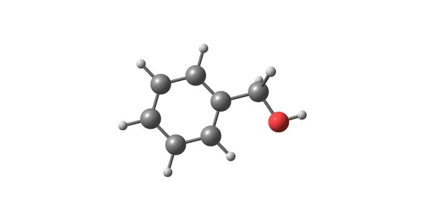 Βενζυλική αλκοόλη μοριακή δομή που απομονώνονται σε λευκό — Φωτογραφία Αρχείου
