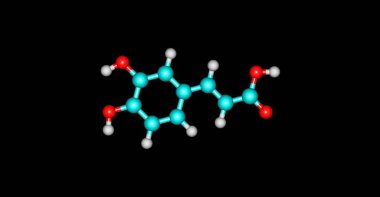 Caffeic asit moleküler yapısı üzerine siyah izole