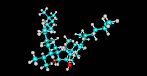 Молекулярна структура білоба ізольована на чорному — стокове фото