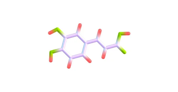 Estrutura molecular do ácido cafeico isolado em branco — Fotografia de Stock