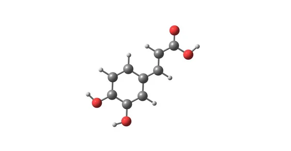 Structure moléculaire de l'acide caféique isolée sur blanc — Photo