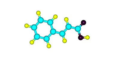 Sinamik asit moleküler yapısı üzerinde beyaz izole