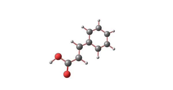 Structure moléculaire de l'acide cinnamique isolée sur blanc — Photo