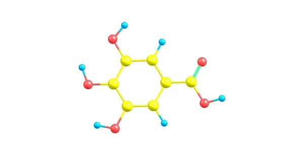 Estructura molecular de ácido gálico aislada en blanco —  Fotos de Stock