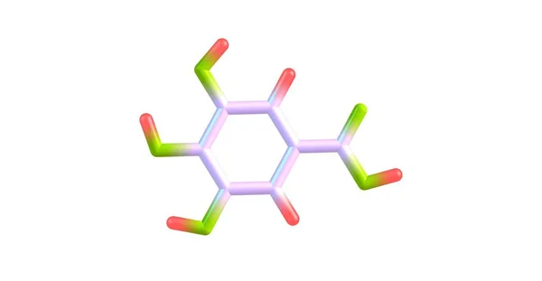 Estrutura molecular do ácido gálico isolado no branco — Fotografia de Stock