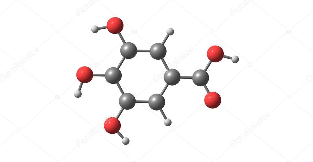 Gallic acid molecular structure isolated on white