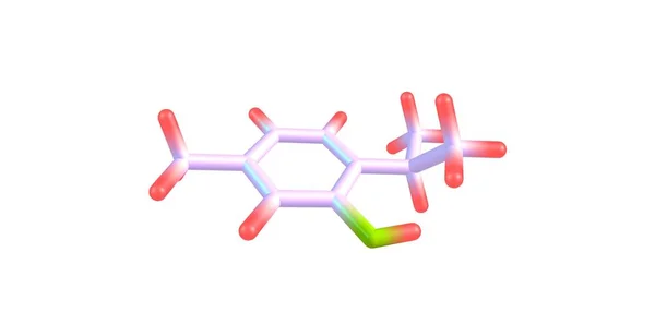 Moleculaire structuur thymol geïsoleerd op wit — Stockfoto