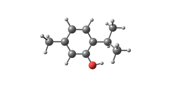 Estrutura molecular de timol isolada sobre branco — Fotografia de Stock