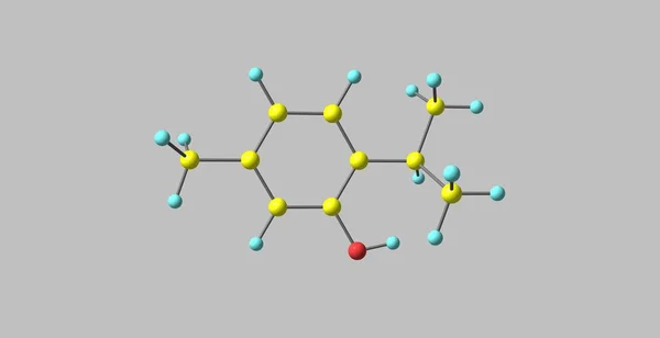 百里酚分子结构上灰色孤立 — 图库照片