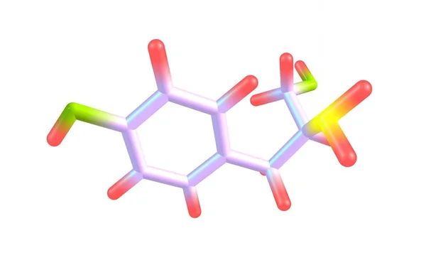 Estrutura molecular de tirosol isolada sobre branco — Fotografia de Stock