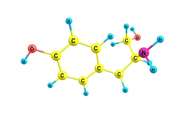 Estructura molecular de tirosol aislada en blanco —  Fotos de Stock