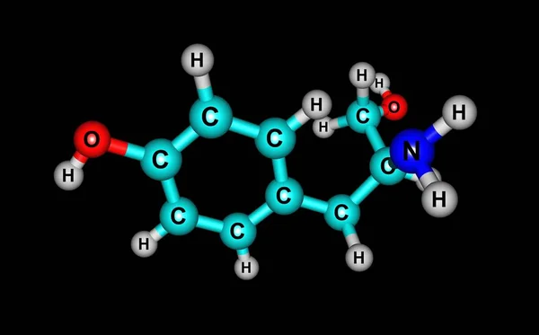 Tyrosol molekylstruktur isolerade på svart — Stockfoto