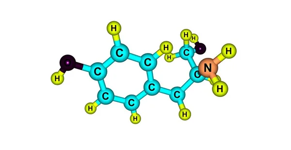 酪醇分子结构上白色孤立 — 图库照片