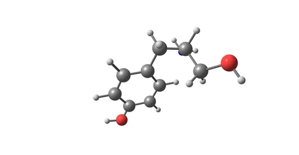 Estrutura molecular de tirosol isolada sobre branco — Fotografia de Stock