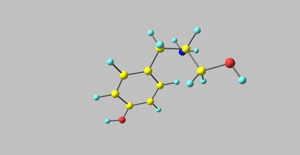 Estructura molecular del tirosol aislada en gris —  Fotos de Stock