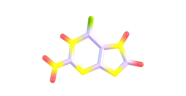 Guanin moleküler yapısı üzerinde beyaz izole — Stok fotoğraf
