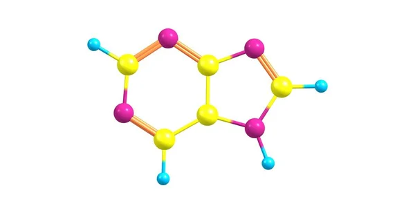 Молекулярна структура пурини ізольована на білому — стокове фото