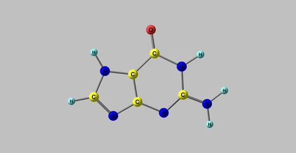 Estructura molecular de guanina aislada en gris — Foto de Stock