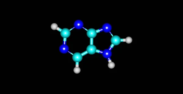 Estructura molecular de purina aislada en negro — Foto de Stock