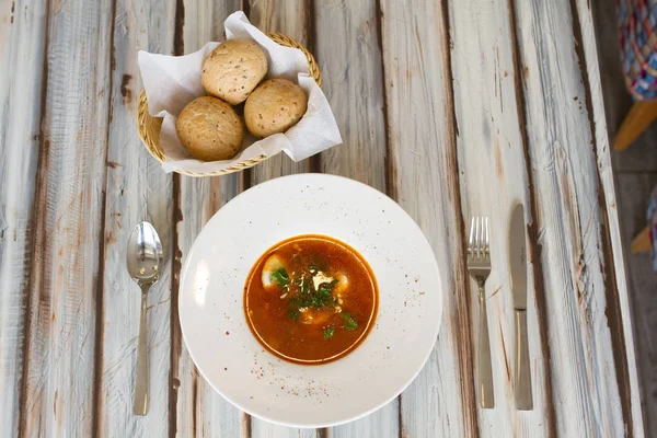 Ukrainian or Russian borscht soup — Stock Photo, Image