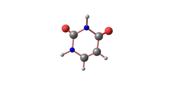 Moleculaire structuur uracil geïsoleerd op wit — Stockfoto
