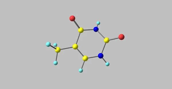 회색에 고립 된 thymine 분자 구조 — 스톡 사진