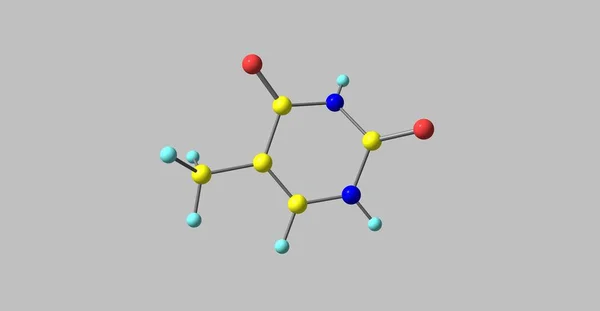 Estrutura molecular de timina isolada em cinzento — Fotografia de Stock