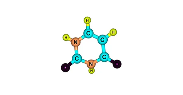 Estrutura molecular do uracilo isolada sobre branco — Fotografia de Stock