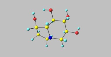 Gri izole Castanospermine moleküler yapısı