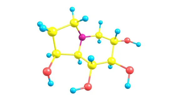 Castanospermina estrutura molecular isolada em branco — Fotografia de Stock