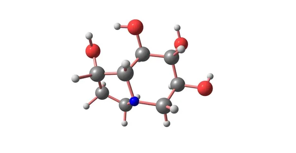 Молекулярна структура Castanospermine ізольовані на білому — стокове фото