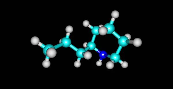 Structure moléculaire de la coniine isolée sur noir — Photo