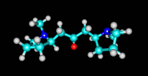 블랙에 고립 된 Cuscohygrine 분자 구조 — 스톡 사진