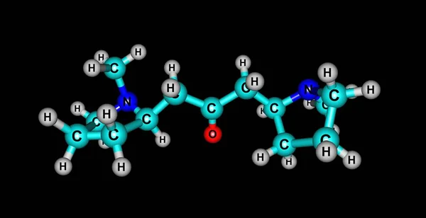 Moleculaire structuur Cuscohygrine geïsoleerd op zwart — Stockfoto