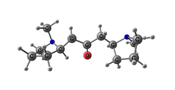 Estrutura molecular de Cuscohygrine isolada no branco — Fotografia de Stock