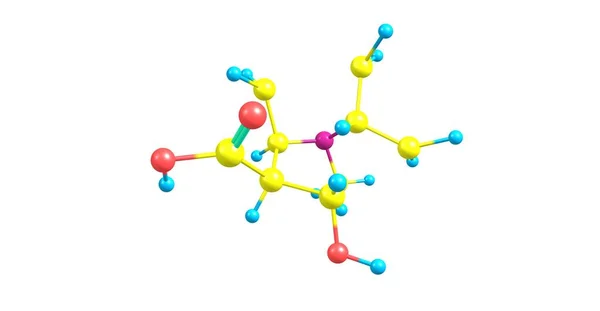 Ecgonine moleküler yapısı üzerinde beyaz izole — Stok fotoğraf