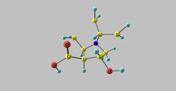 Gri izole Ecgonine moleküler yapısı — Stok fotoğraf
