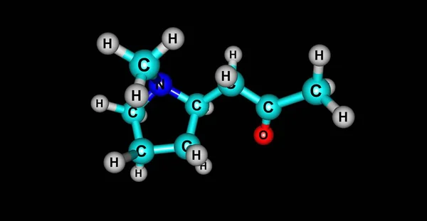 Hygrine struktury molekularnej na czarnym tle — Zdjęcie stockowe