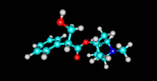 Struttura molecolare dell'iosciamina isolata sul nero — Foto Stock