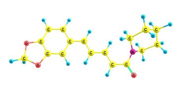 Beyaz izole piperine moleküler yapısı