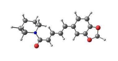 Beyaz izole piperine moleküler yapısı