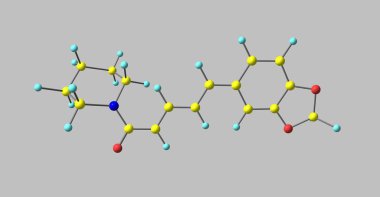 Gri izole piperine moleküler yapısı