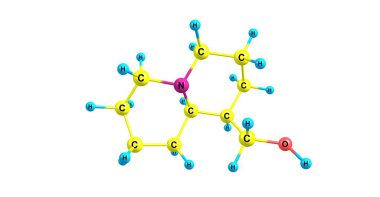 Lupinine moleküler yapısı üzerinde beyaz izole