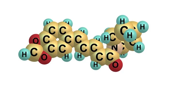 Piperin molekylstruktur isolerad på vit — Stockfoto