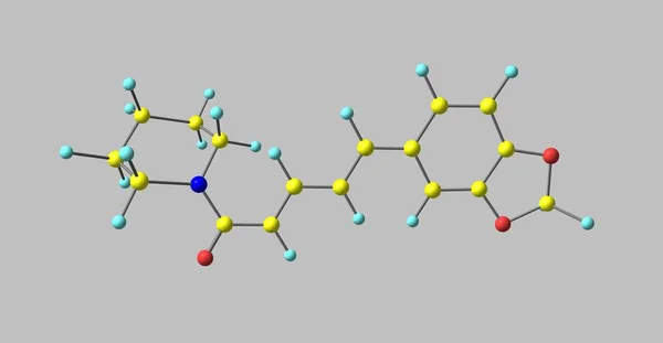 Structure moléculaire de la pipérine isolée sur gris — Photo