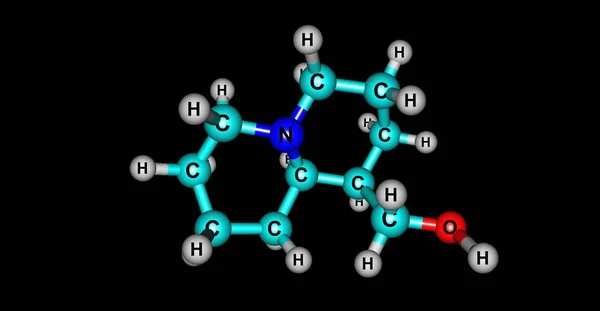 Structure moléculaire de la lupin isolée sur du noir — Photo