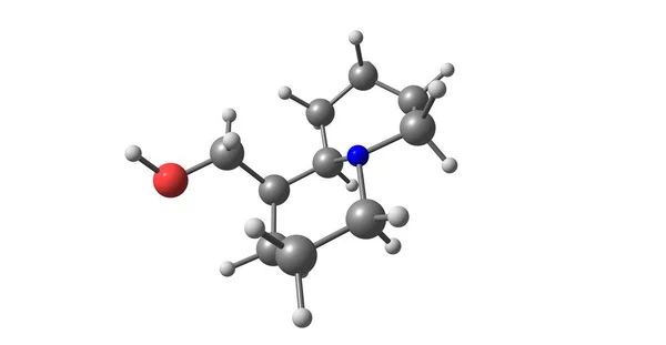 Estrutura molecular da lupinina isolada sobre o branco — Fotografia de Stock