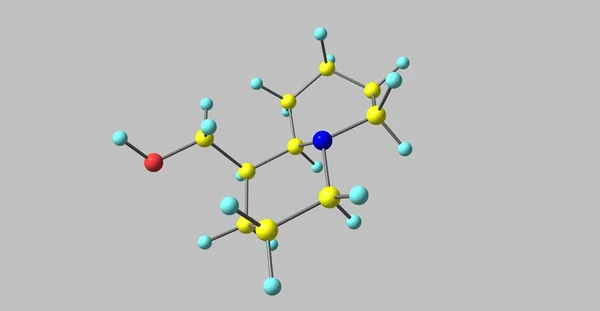 Estrutura molecular de lupinina isolada sobre cinza — Fotografia de Stock