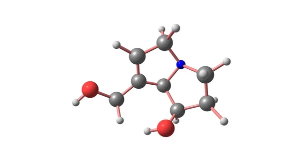 Estrutura molecular da retronecina isolada sobre o branco — Fotografia de Stock